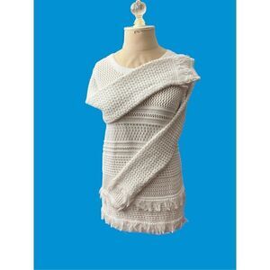 Workshop Republic Clothing White Cotton Fringe Sweater / SZ: xs